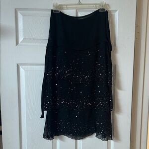 Black chiffon Tiered Sequin Women's Skirt